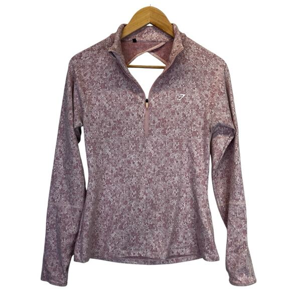 Gymshark Dry Open Back 1/4 Zip pullover pink heathered - M - Picture 1 of 8